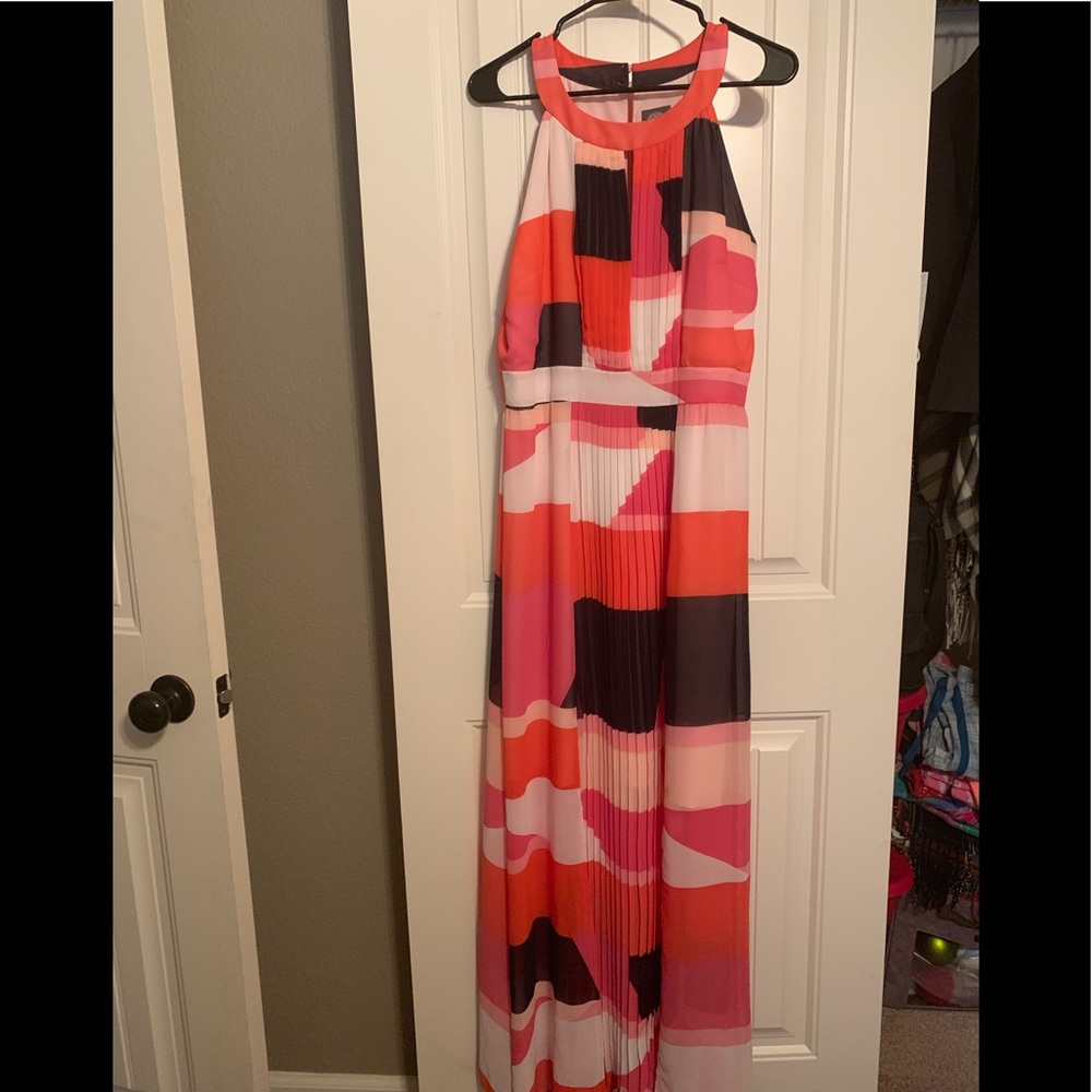 Pleated chiffon maxi dress